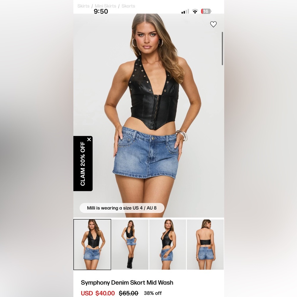 Princess Polly Symphony Denim Skort